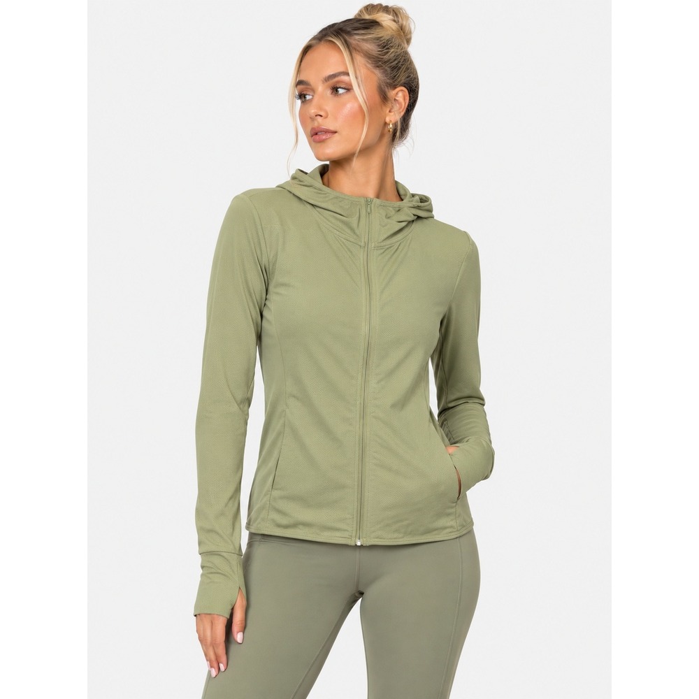 Uniqlo AIRism UV Protection Mesh Full-Zip Hoodie Sage Green M